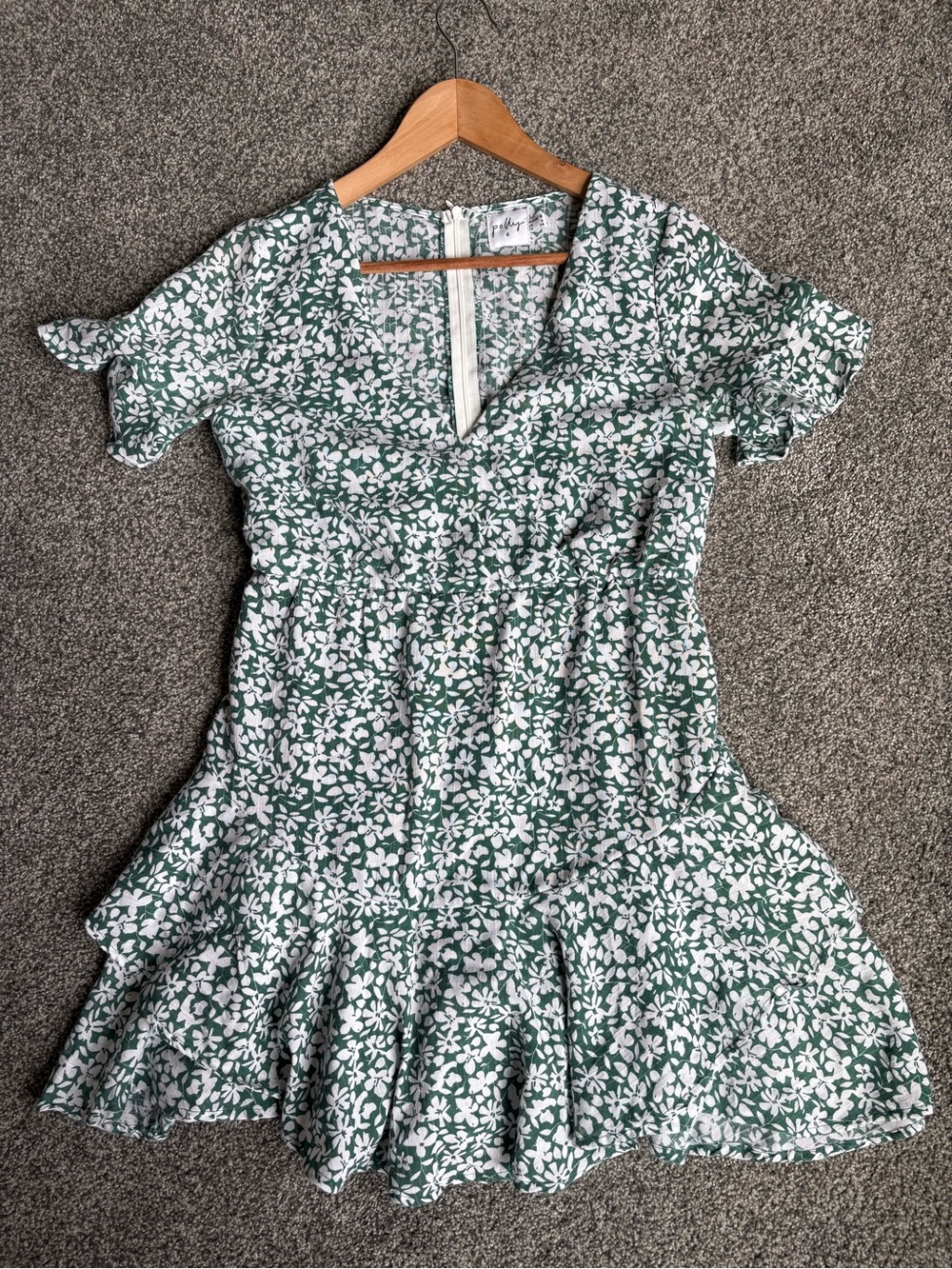 Princess Polly Green Nimmo Floral Ruffle V Neck Mini Faux Wrap Dress size 4 - Picture 12 of 12